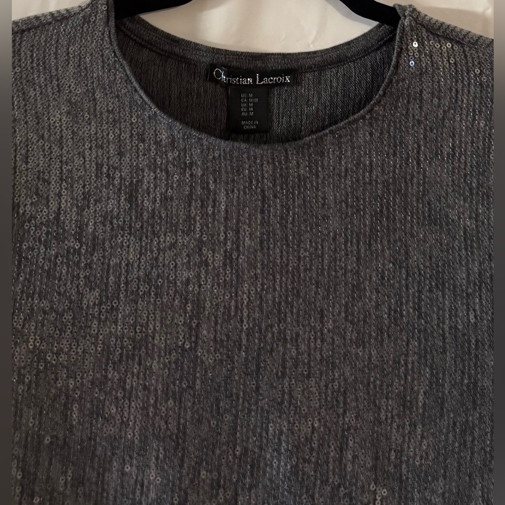 Christian Lacroix Women Grey Wide Leg Pants and Sequin Top, Two pieces set. M - Picture 7 of 16